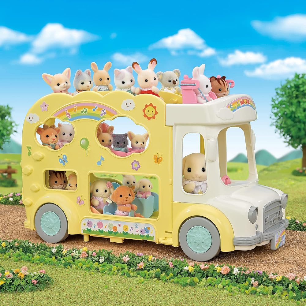 EPOCH Sylvanian Families Playground Bus Toy S-70 ST Mark Certified for Ages 3 and Up Dollhouse Accessory
