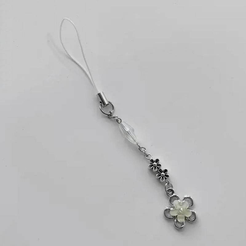 Handmade Beaded Phone Chain Four Leaf Clovers Cellphone Charm Colorful Keyring Pendant Cellphone Charm Accessory