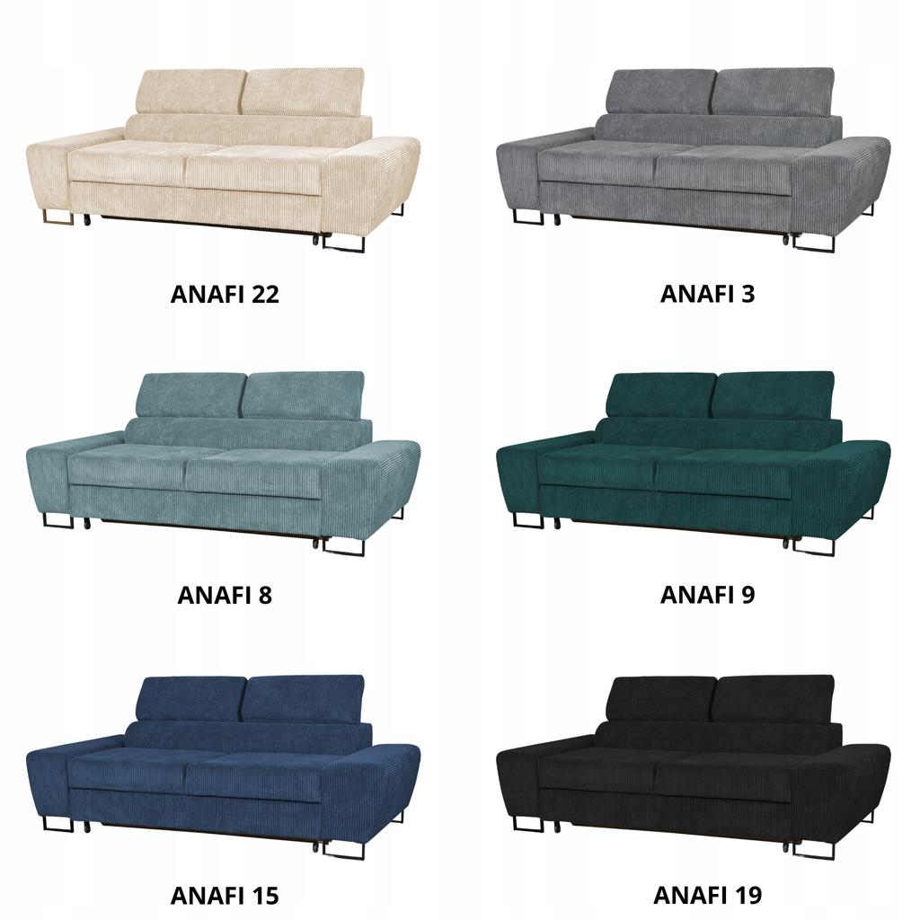 Sofa Couch Savio Living Room Family Furniture Black Corduroy Reg Headrest
