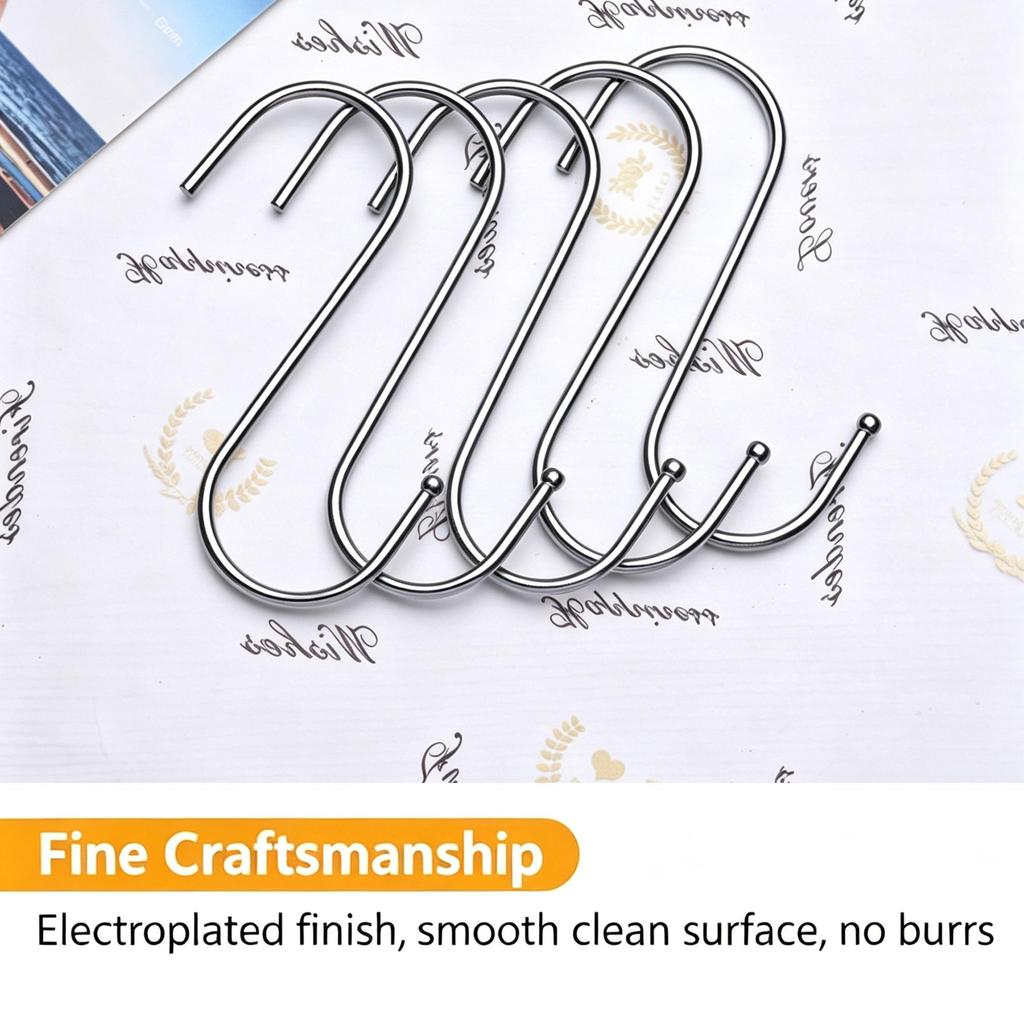 Stainless Steel S Hooks Heavy Duty Multi-Purpose S Shaped Hooks for Kitchen Utensils, Closet Clothes Bathroom Towels Workshop Tools, 3 Sizes Available