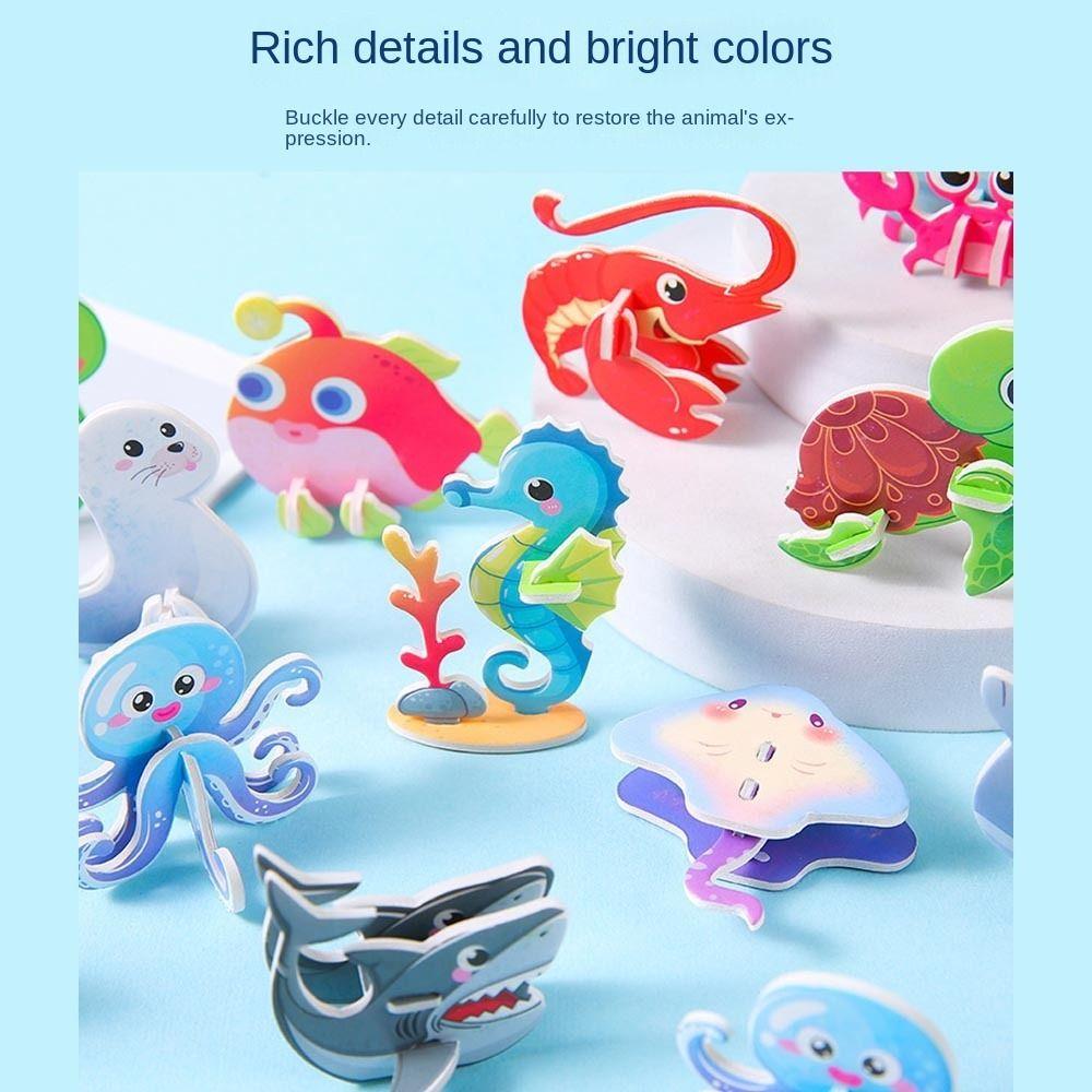 10pcs 3D Sea Animals Children's Three-dimensional Puzzles Children's Early Education Toys