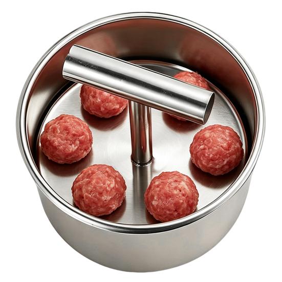 Fish Ball Maker Tool Stainless Steel Meatball Maker, 6/12-Hole Manual Meat Press Mold for Homemade Cooking Minced Beef Pork Balls, Non-Stick