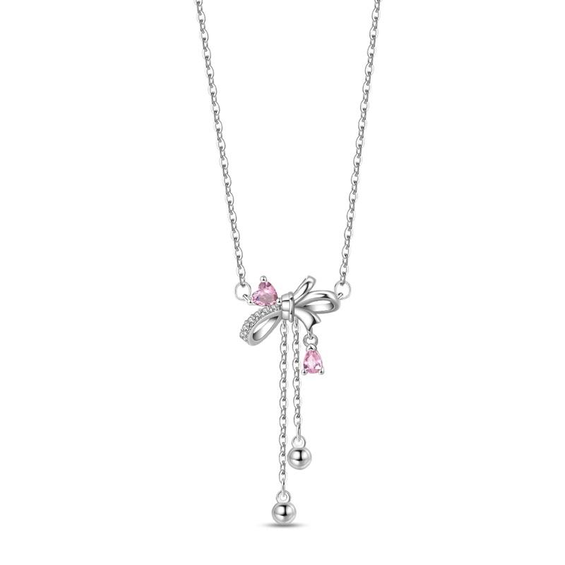 925 Silver Diamond Pendant Necklace Shiny Key Gem Heart Shaped Pearl Cross Lucky Chain for Women Fine Jewelry Gifts