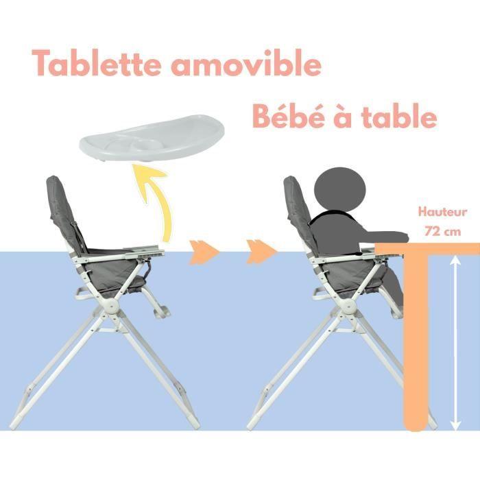 BAMBISOL Fixed High Chair with Depth-adjustable Tablet Gray