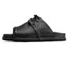 Top Luxus Herren Hausschuhe Echtes Leder Bequem Kühl Sommer 2024 Beliebt Neuankömmling Herren Strand Weiche Leder Sandalen Schwarz