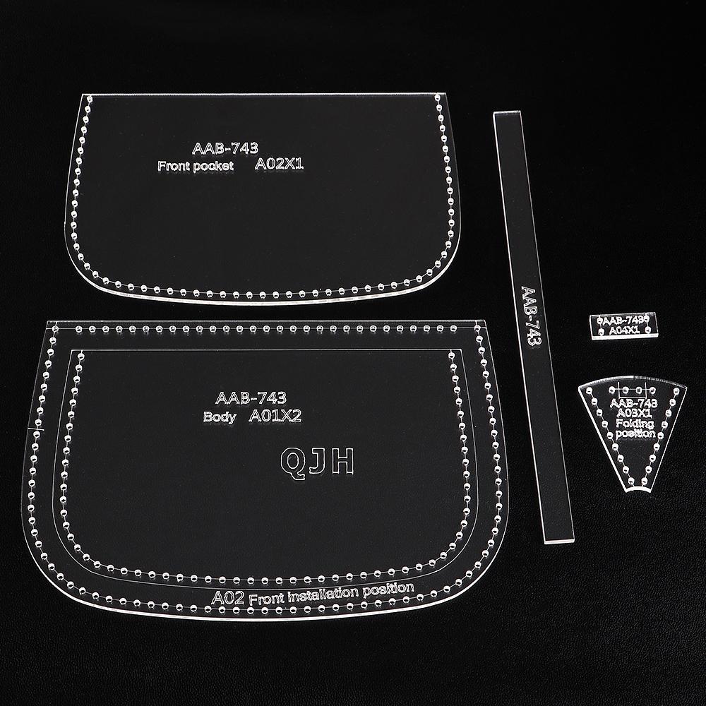 

1set DIY Sewing Template for Leather Wallet, Transparent Acrylic with Hole Stencil, Handmade Leather Craft Design Pattern Mold