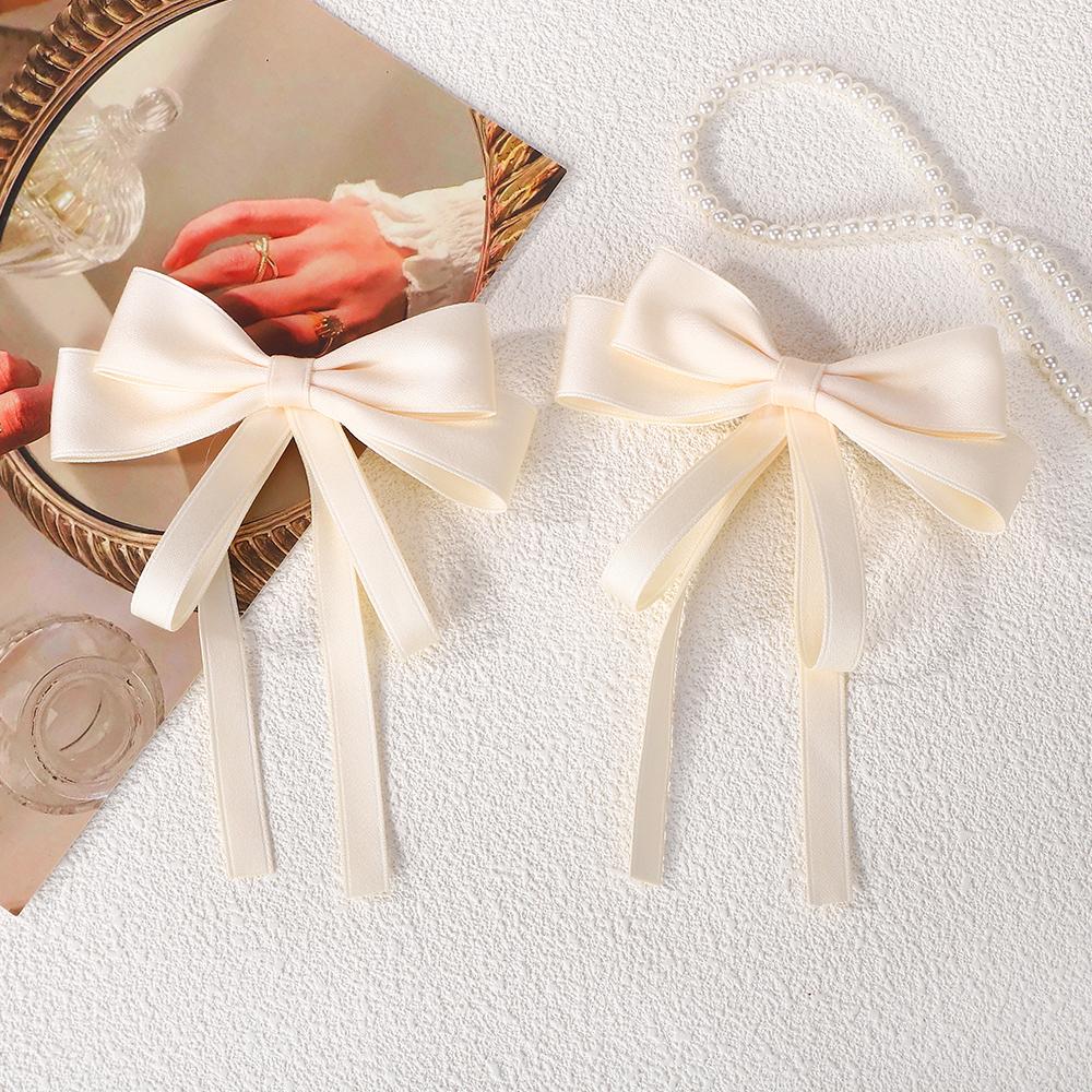 RAINBOW BOWS 1/2Pcs 4.3inch Double Layer Ribbon Bowknot Hair Clip Boutique Headwear Hairgripes Elegant Tassel Ponytail Hairclip