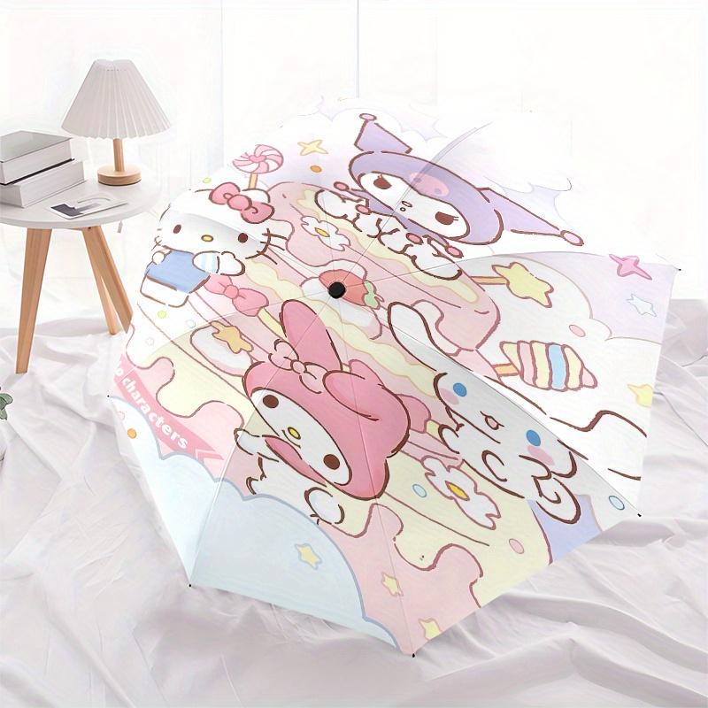 Hello Kitty, Sanrio Automatic Open/Close Umbrella-Cute Umbrella with Cute Design, Portable 3-Fold Compact Umbrella for Men & Women, Hallowee