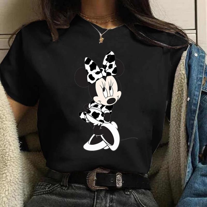 Y2k 90s Fashion T Shirts Gothic Fashion Mickey Tshirt Minnie Mouse Print T-shirt Women T Shirt Female Clothes Kawaii Disney