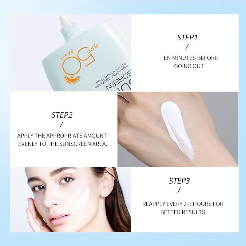 MERCILEN Sunscreen 50g UV Protection Refreshing Waterproof and Sweatproof Whole Body Isolation Sunscreen Lotion SPF 50+