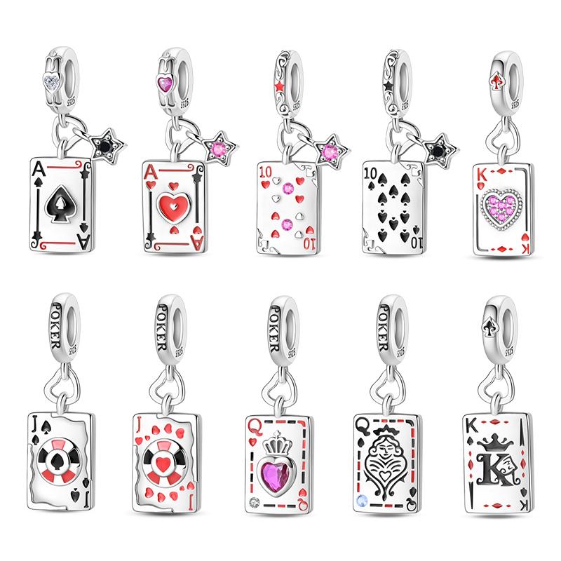 New In Original Charm Copper Poker Charms Bead Fit 3Mm Original Women Bracelet Necklace Diy Fine Jewelry Gift