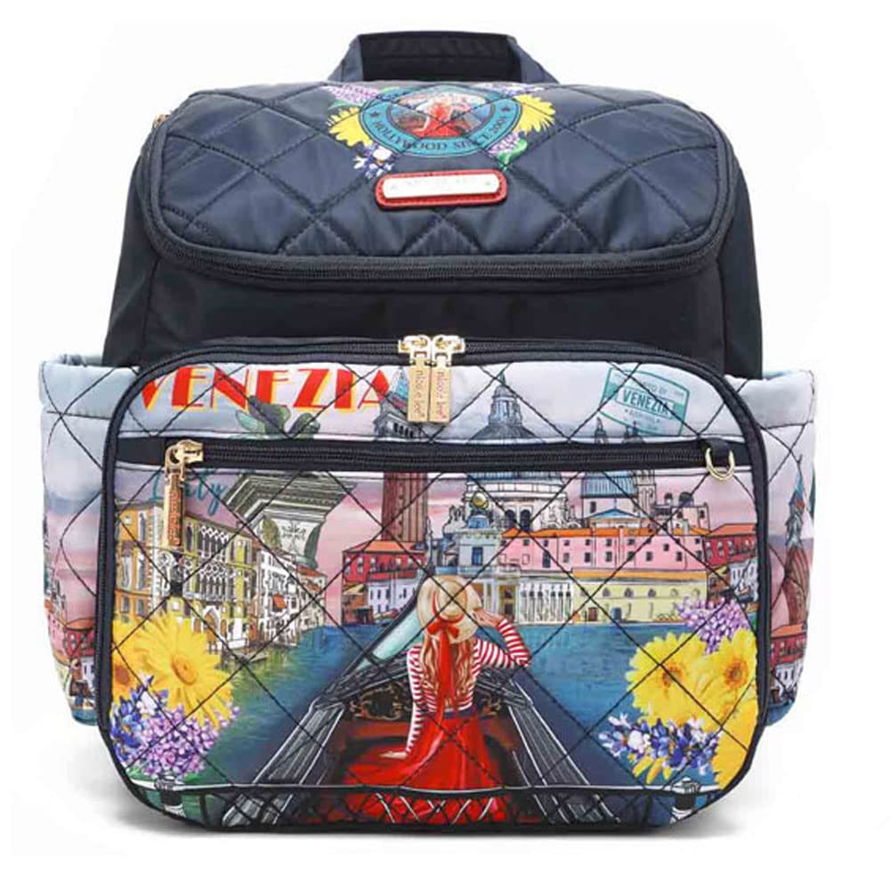 

NICOLE LEE DIA12274 Backpack Quilted Pouch Diaper Changing Sheet Set Shoulder Nylon Bag Vegan Back Large Nicole Lee Lightweight Sustainable SDGs