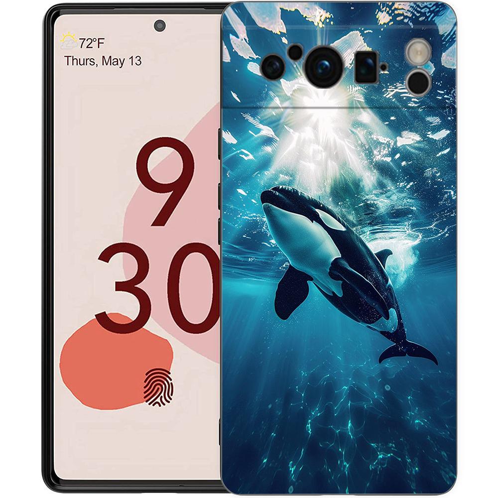 

Orca ocean lovely killer whale Phone Case For Google pixel 9 8 7 6 Pro 8A 6A 7A 5G Silicone Shockproof Black Cover Fundas Pixel 9 Pro