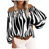 Women's Casual Striped Print Sexy One-Shoulder Long-sleeved Chiffon Shirt