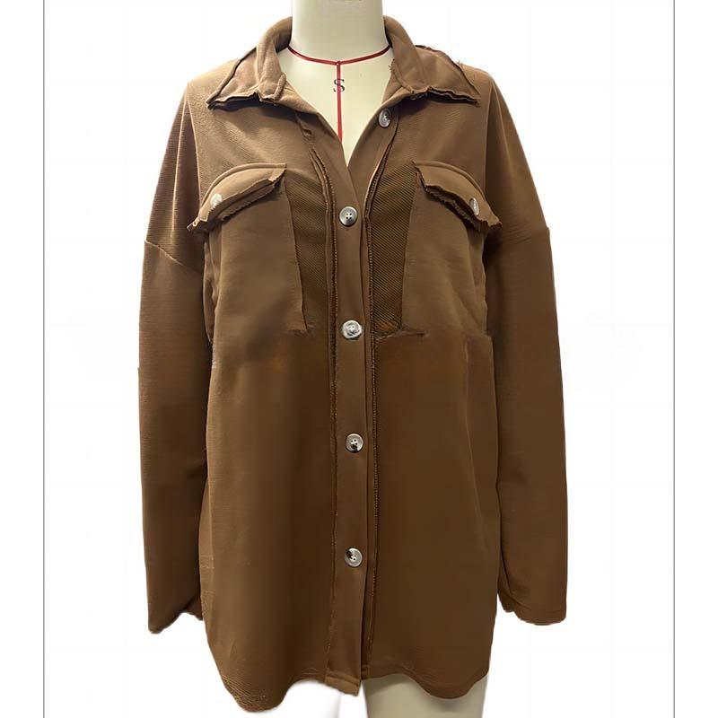 Женская повседневная рубашка с длинным рукавом и лацканами — фото 3