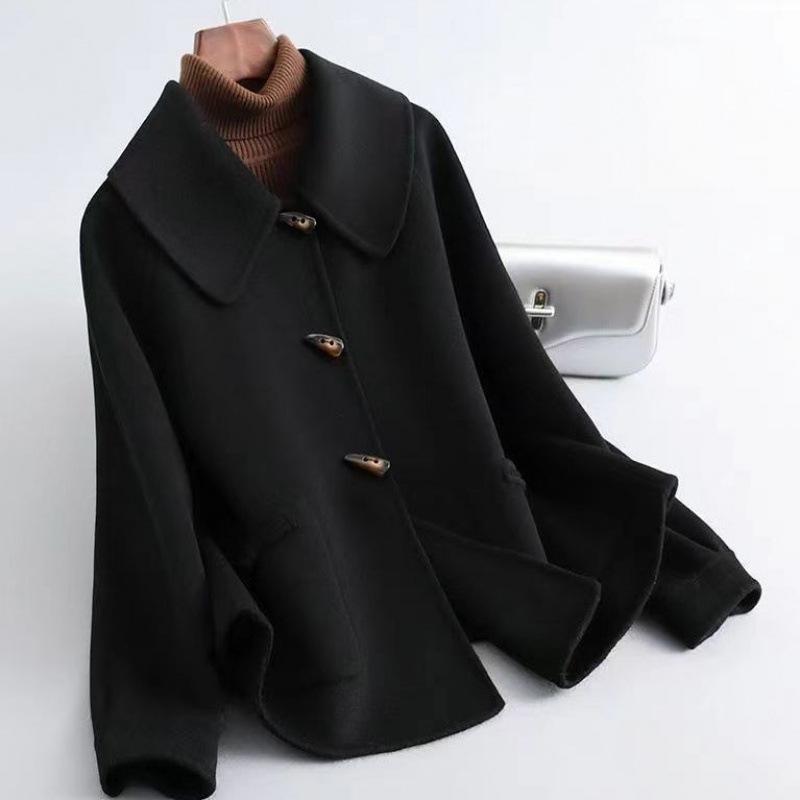 

Double-sided woolen coat women s short Korean style loose large size spring autumn winter thick double-sided woolen coat L