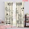 2pcs,2D Plane Printing Popular Curtains Neighborly Wishes(1) Versatile Fabric (without Rod) Decorations Inside Perfect for
