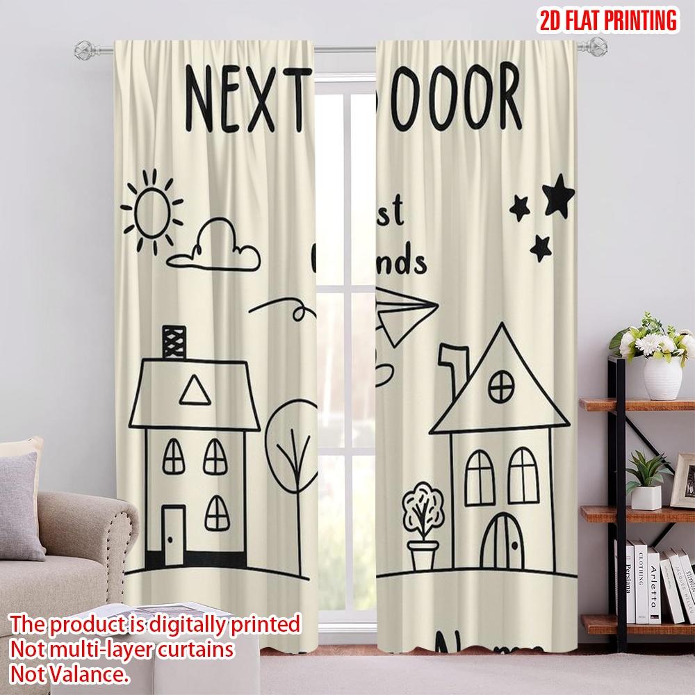 

2pcs,2D plane printing Popular Curtains Neighborly Wishes(1) Versatile Fabric (without rod) Decorations Inside Perfect for 52.50 × 116.00 cm 2 pcs