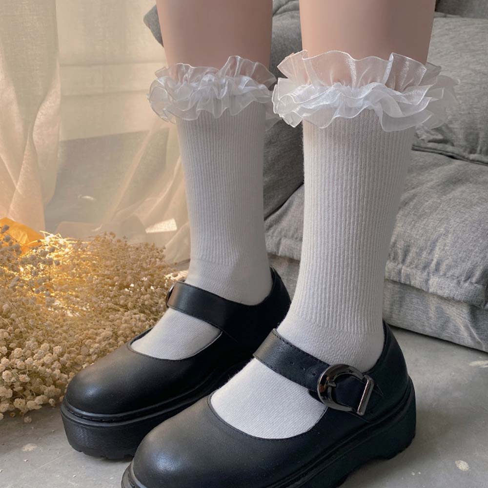 

Wild Cute Japanese Student Mesh Lace Lolita Socks Pile Socks Tube Socks Cotton белый