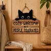 Yousheng Cat Shaped Welcome Sign, Durable Wooden, Waterproof Moisture-Proof Hanging Sign, for Front Door Rustic Farmhouse Porch