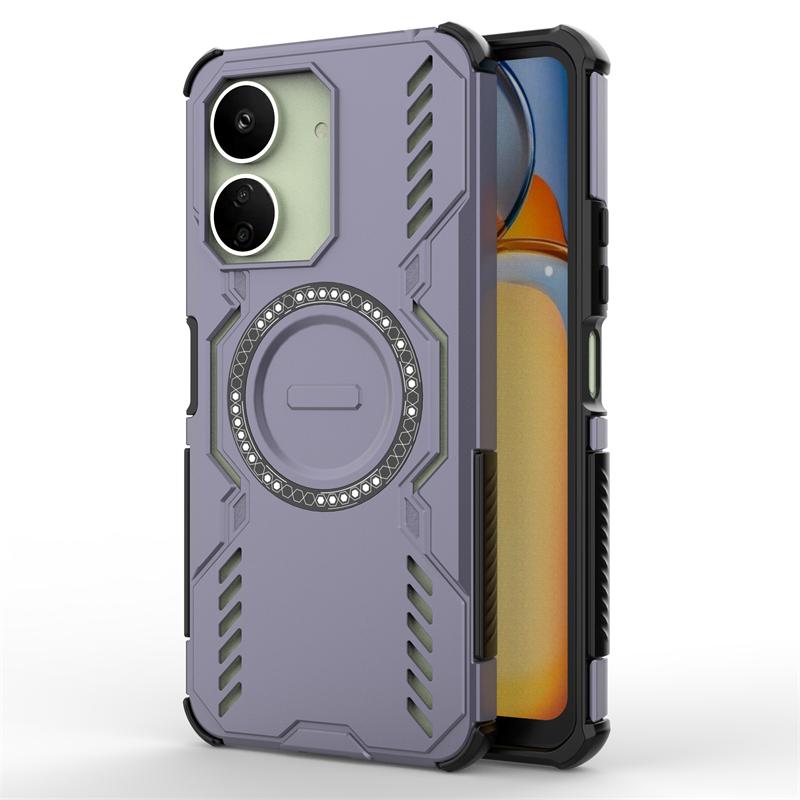 Shockproof Armor Case For Xiaomi Redmi 13C Magnetic Adsorption Wireless Charge Cover Redmi 13C Case For Redmi 13C Case 6.74 Inch