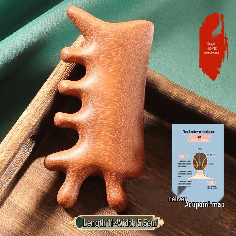 Multi-functional Sandalwood Gua Sha Comb for Face, Eye, Scalp, and Meridian Massage