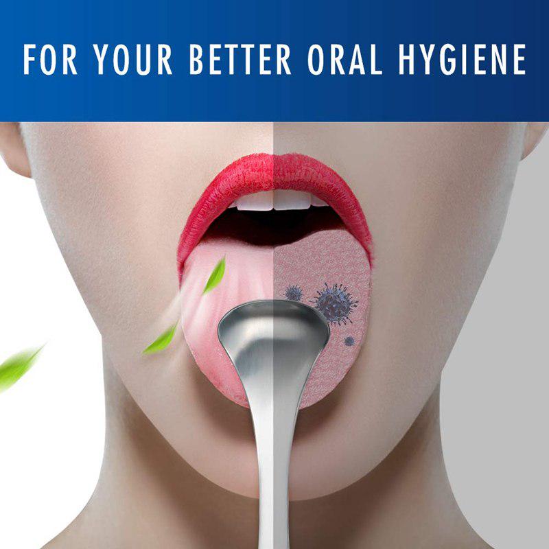 Stainless Steel Spoon Shape Tongue Scraper Cleaner Fresh Breath Cleaning Coated Tongue Toothbrush
