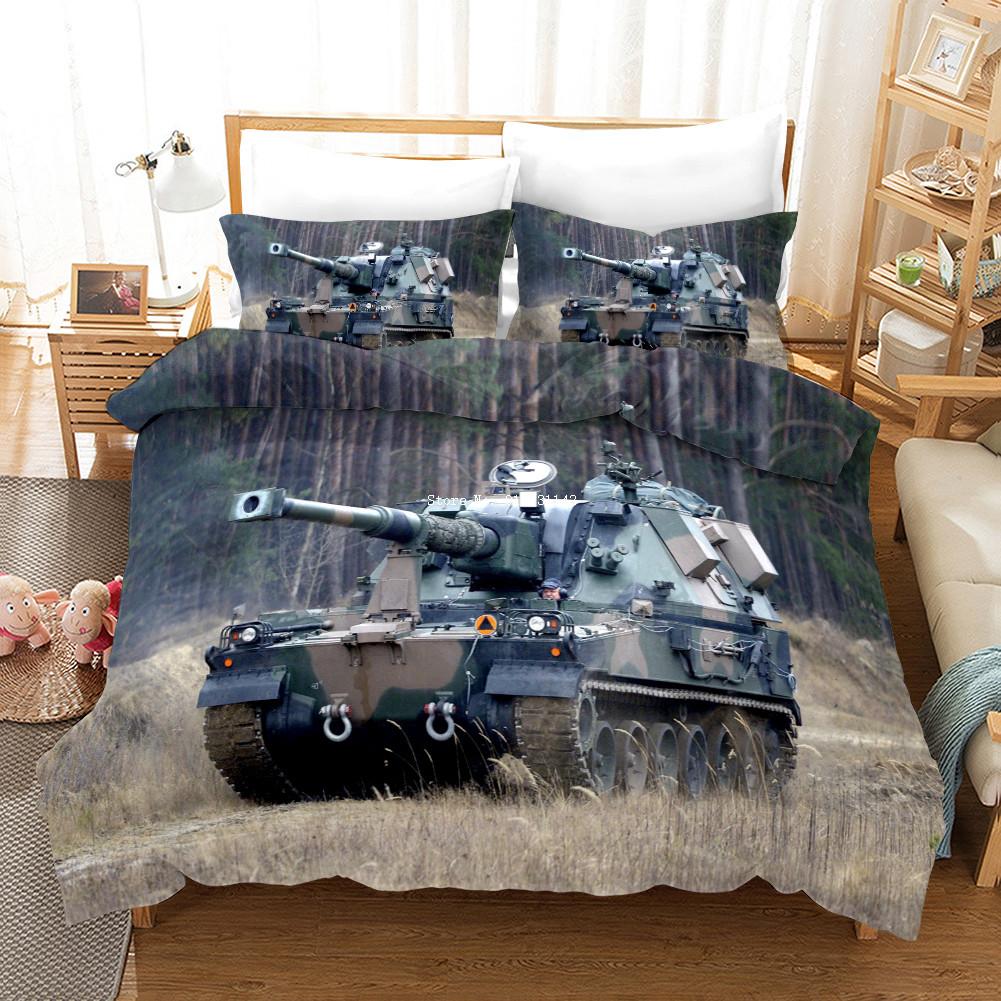 Deluxe Modern Tank Race Bedding Set - Single/Double/King/Queen Size Down Quilt Cover & Pillowcase, Home Textile