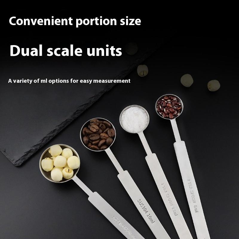 1/4Pcs Coffee Scoops Long Handle 304 Stainless Steel Tablespoon Stackable Kitchen Measuring Spoon Fits Coffee Container
