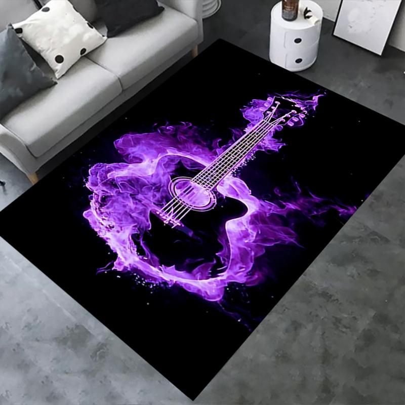 Purple Flame Guitar Chair Mat Office Carpet, Oversized Rug for Home Decor, Sofa Mat, Desk Pad Gift, Suitable for Bedroom, Living Room, and All Rooms