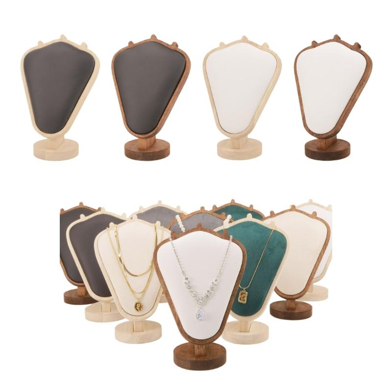 Elegante Robusto Espositore da Collana in Legno Piccolo Porta Busto per Gioielli Accessorio Portatile per Bancone Vetrina