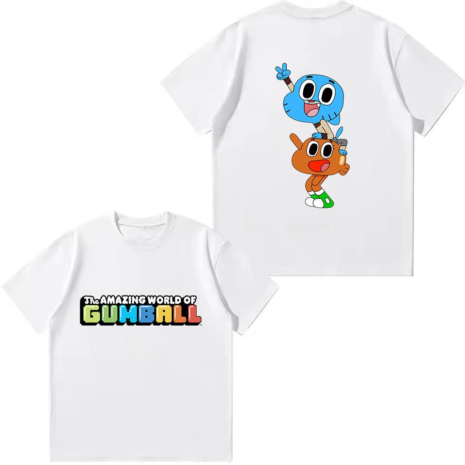 La Fantastica Vita di Gumball T-shirt Bambini Ragazzi Ragazze Moda Estiva Top Divertente Stampa di Gumball e Darwin Maglietta Casual a Maniche Corte