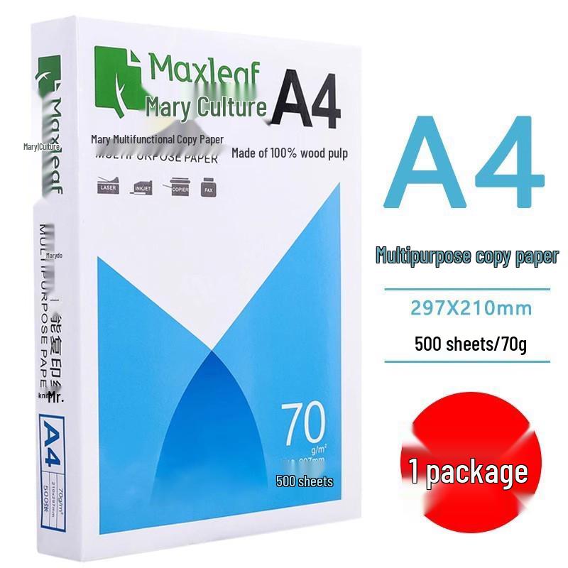 Mary A4 70g Printing & Photocopying Paper, 100 Sheets - White Draft Paper for Students & Office Use