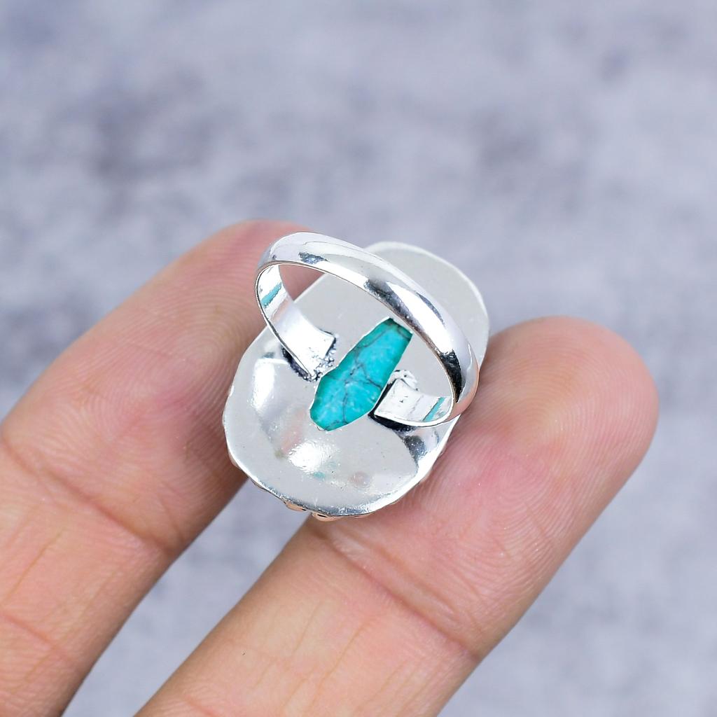 Santa Rosa Turquoise Gemstone 925 Sterling Silver Jewelry Ring Size 8 M-2603