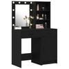 Makeup Table Set with LED Mirror and Shelf 2 pcs Black Oak Effect