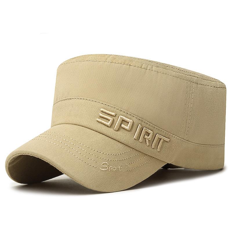 

Мужской солнцезащитный козырек, уличная шляпа с плоским цилиндром, кепка с вышитыми буквами, военные кепки, армейские козырьки, шляпа, тренировочные кадетские кепки бежевый