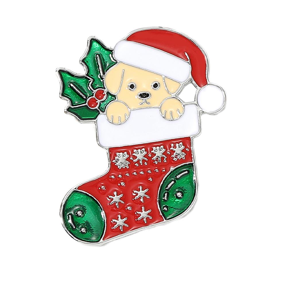 

Cute Christmas Animal Theme Enamel Brooches Bear Santa Claus Cat Candy Canes Figure Design Metal Pins Xmas Gift Jewelry