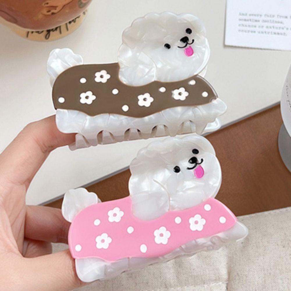 Korean Style Cute Puppy Acetic AcidHair Claw Flower Cartoon Hair Clip Animal Shark Clip  Girls