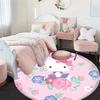 Cute Hello Kitty cartoon print round rug, home floor protector, children's room decoration, available in multiple sizes.