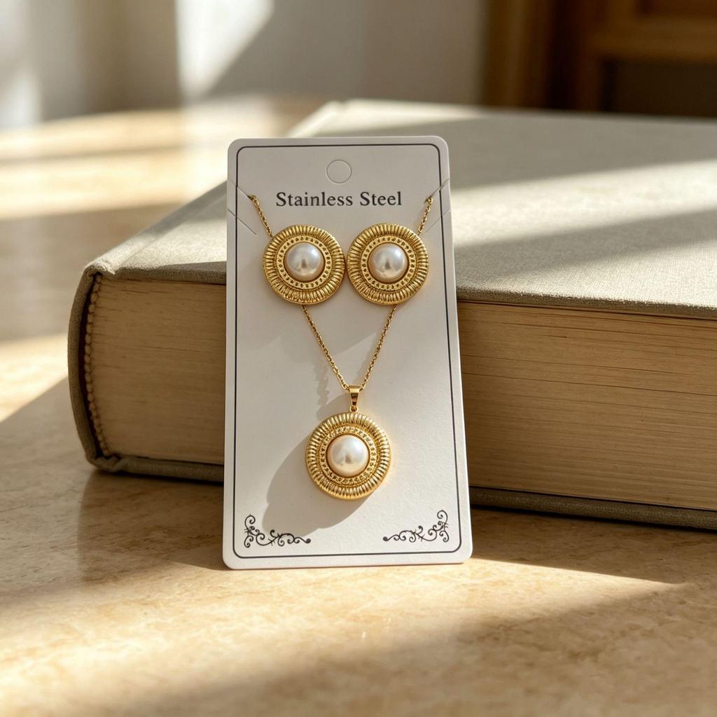 European & American Pearl Earring and Necklace Set - Simple, Fashionable Collarbone Design