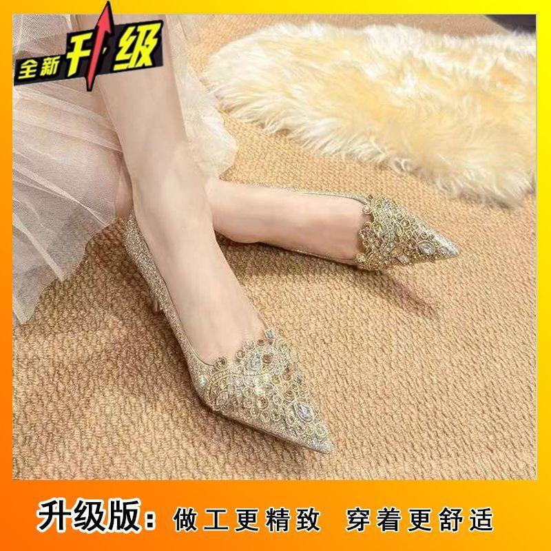 French Versatile and Comfortable Single Shoes Women's 2025 Spring and Summer New High-end Pointed Thin Heels Shallow Women's High Heels