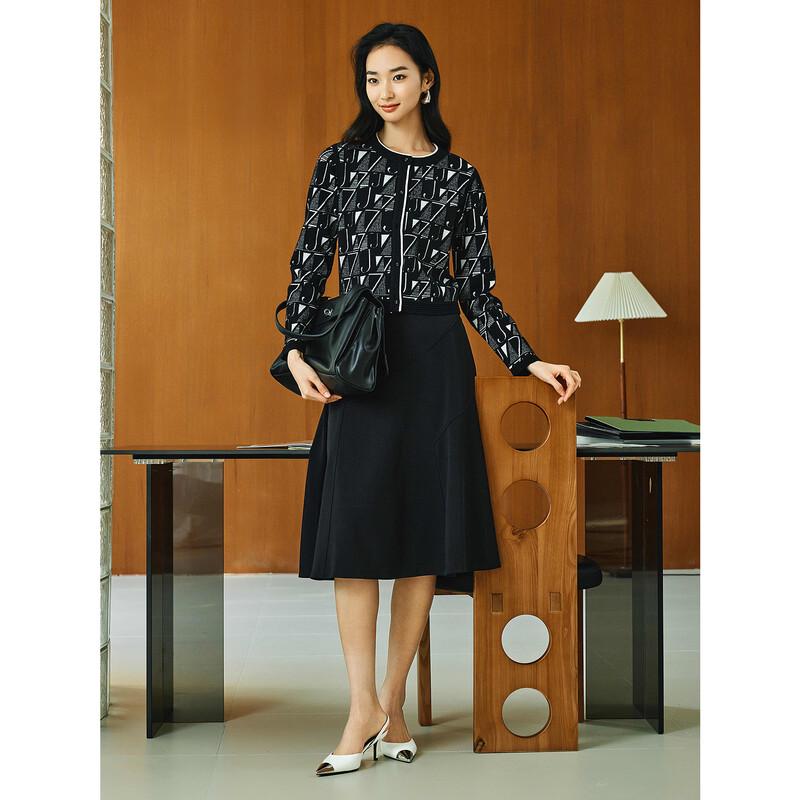 JUZUI Women's Vintage Floral Jacquard Wool Cardigan