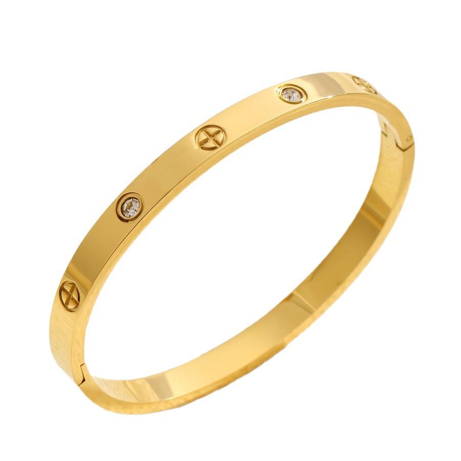 High-End Women's Titanium Steel Cross Nail Bracelet with Diamond Buckle - Non-Fading European and American Fashion Jewelry