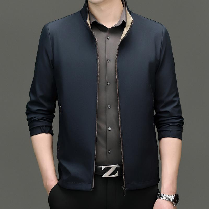 2024 Men's Autumn Casual Stand Collar Jacket - Versatile Business Style for Dad and Young