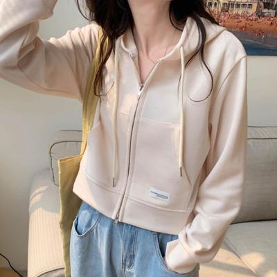 Manteau à capuche pour femme, manches longues, poches, fermeture éclair, ourlet élastique, style sport, décontracté, quotidien, automne et printemps