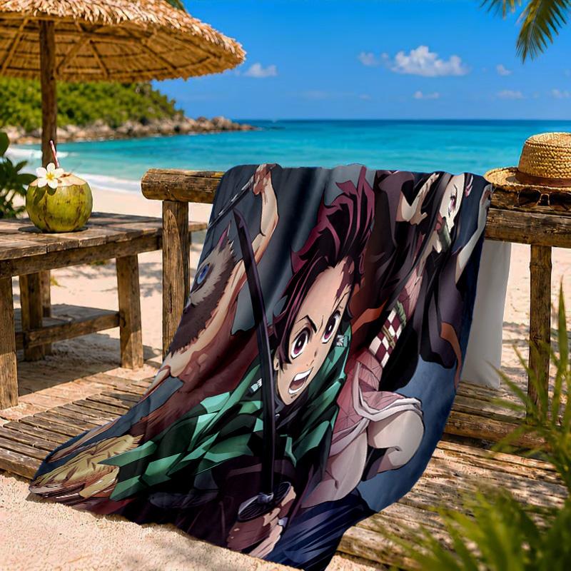 Demon Anime Group Beach Towel Microfiber Beach Towel, Lightweight and Quick-Dry, for Summer Travel, Swimming Pool Fan Birthday Gift