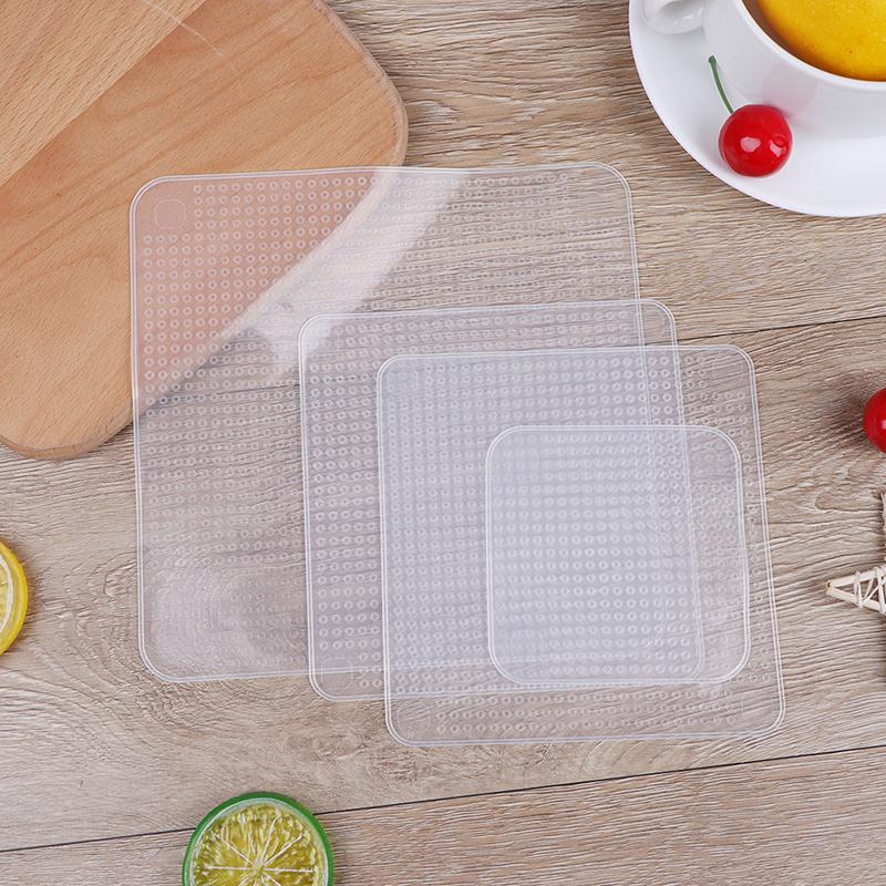4 Pezzi Coperchi Estensibili in Silicone Riutilizzabili Coperchio per Ciotola Alimenti Avvolgimento Sottovuoto Sigillo Coperchio per Alimenti