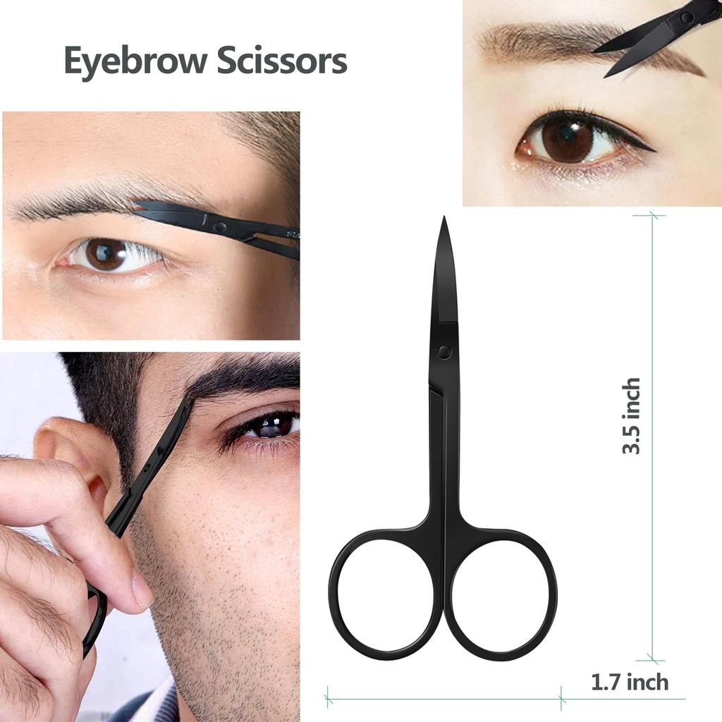 Eyebrow Scissors with Comb, KAJUDA Facial Hair Small Grooming Scissors For Men Women - Eyebrow Trimmer Scissor for Eyebrows, Nos