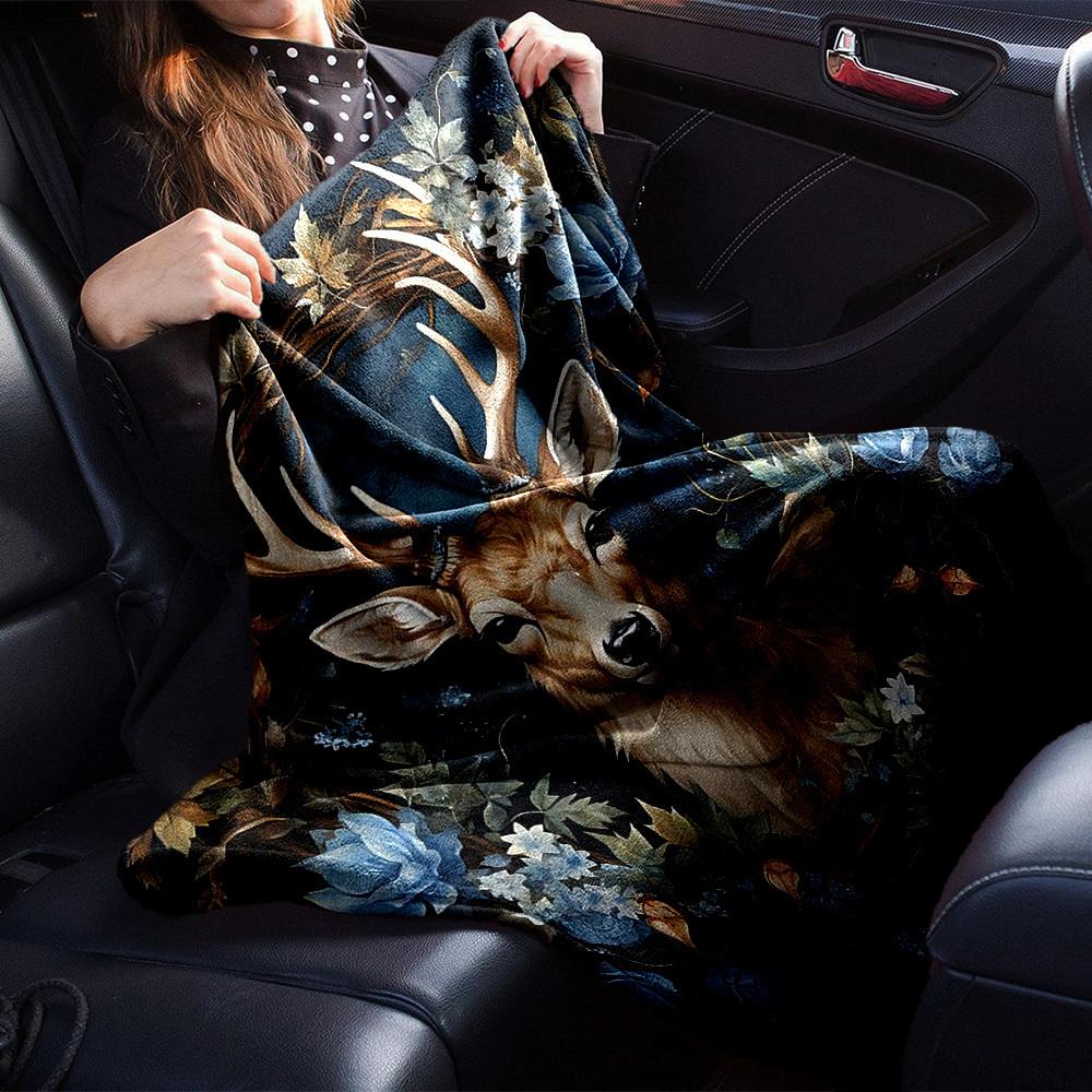 1 szt. Koc z imieniem jelenia Lekki flanelowy koc na sofę, łóżko, do podróży, na kemping, do salonu, biura, kanapy, fotela