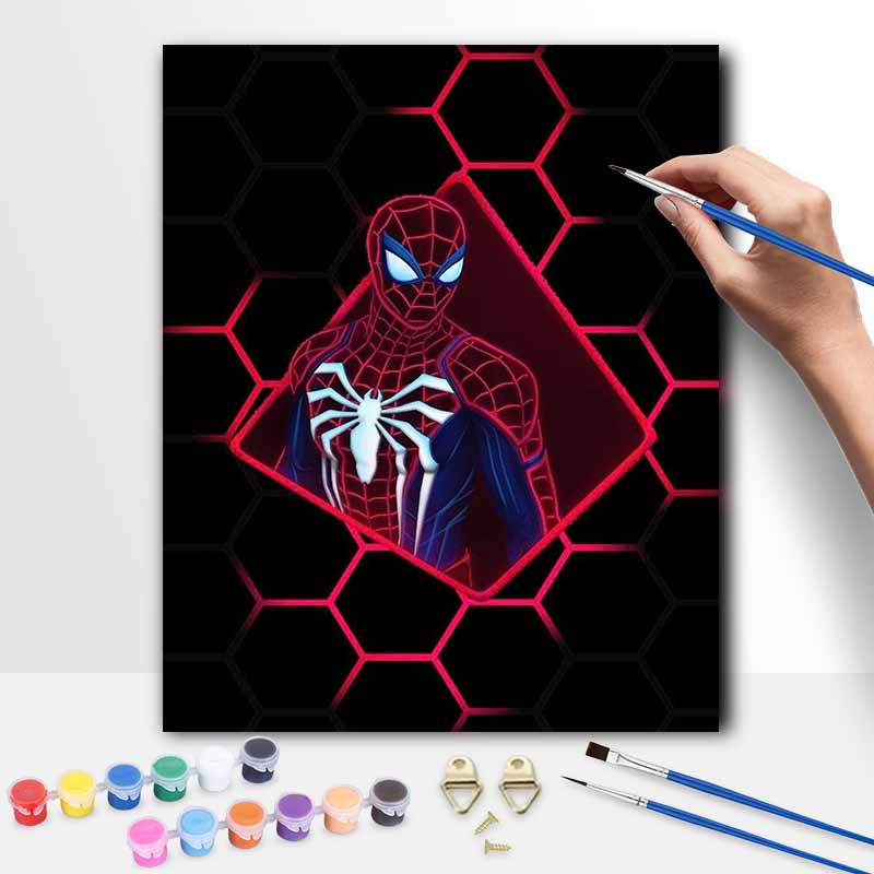 SpiderMan Oil Art Painting Kit Home Wall Decor Handmade Gift for Marvel Fan Cool Neon Hero Pattern Canvas Picture Room Decoration DIY